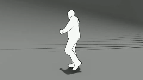 White Silhouette Person Walking Studio Background Stock Footage 346444436