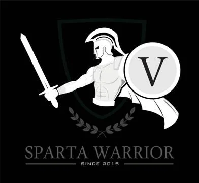 White silhouette of sparta warrior Stock Illustration