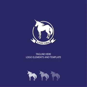White silhouette of a unicorn Stock Illustration