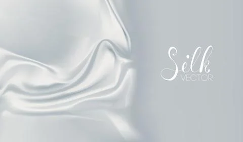 White silk cloth background vector. Light wave effect. Realistic silk on soft Stock Illustration