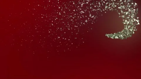 White Silver Particle Curl on Deep Red Motion Background Video stock 341602390