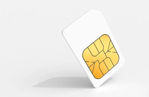 White Sim card above light gray background with soft shadow. 3d render illust イラスト素材