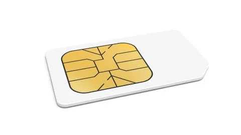 White Sim card isolated on white background with soft shadow. 3d render illus イラスト素材