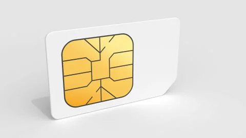 White Sim card on light gray background with soft shadow. 3d render illustrat イラスト素材