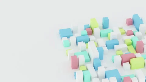 White simple background rectangle and cube move up and down, 3D rendering 4K loo Видео 269904984