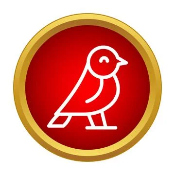 White simple bird icon in red circle Stock Illustration