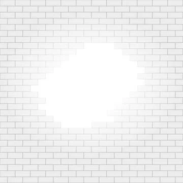 White Simple Brick Wall With Light Hole Seamless Pattern Illustrazione stock