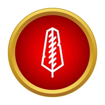 White simple feather icon on red and gold circle Stock Illustration