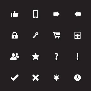 White simple flat miscellaneous icon set Stock Illustration