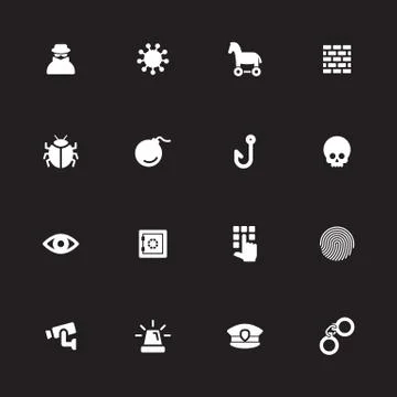 White simple flat security icon set Stock Illustration