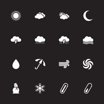 White simple flat weather icon set Stock Illustration
