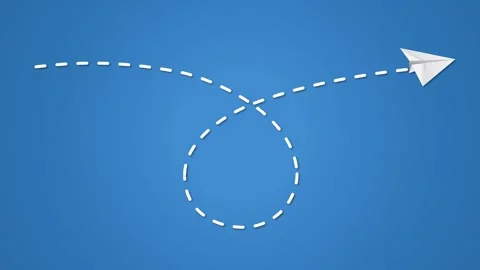 A white simple folded paper plane flying on light blue background Видео 288193666