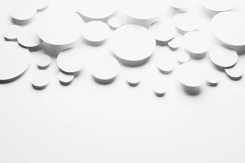 White simple geometric background with flying ovals in shining light with sof Stock Photos