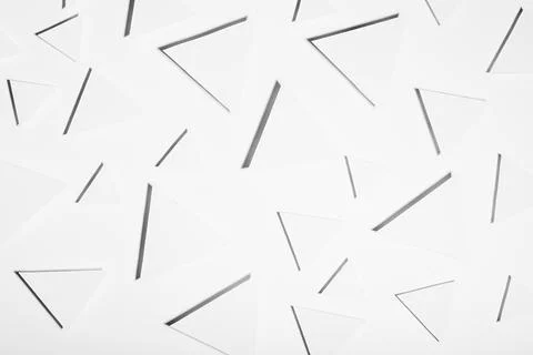 White simple geometric background with triangles in hard light with thin grey Foto stock