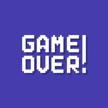 White simple pixelated game over text Stock Illustration