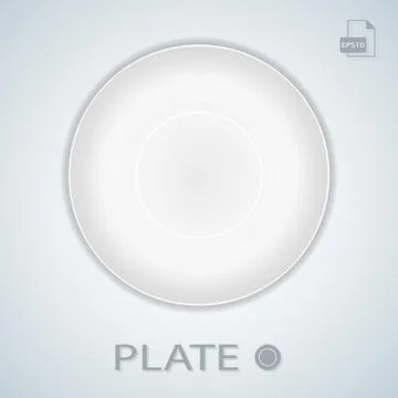 White Simple Plate Isolated On A Background. Vector Illustration. Stock Illustration