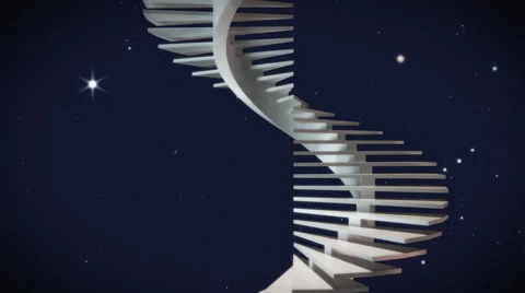 White Simple Stair Rotating. Background with the night.  Video stock 44635138