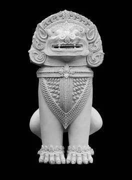 The White Singha statue right in front of the entrance area Stock Photos