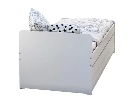 White single children's bed with storage. 3d render Stock Illustration