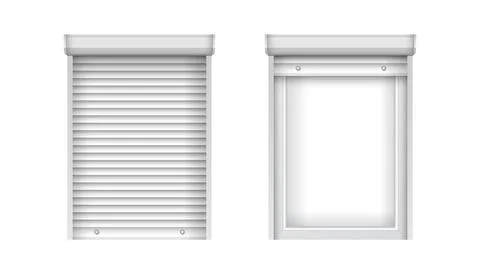 White single plastic windows with blinds. Closed and open jalousie for PVC Stock Illustration