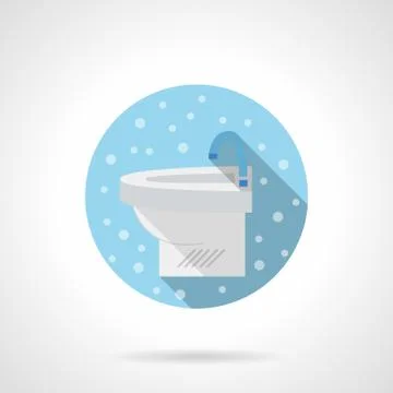 White sink round blue flat vector icon Stock Illustration