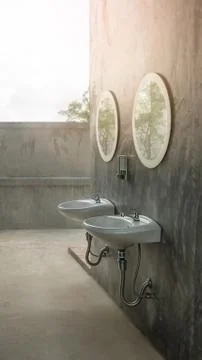White sinks and mirror Fotos Stock