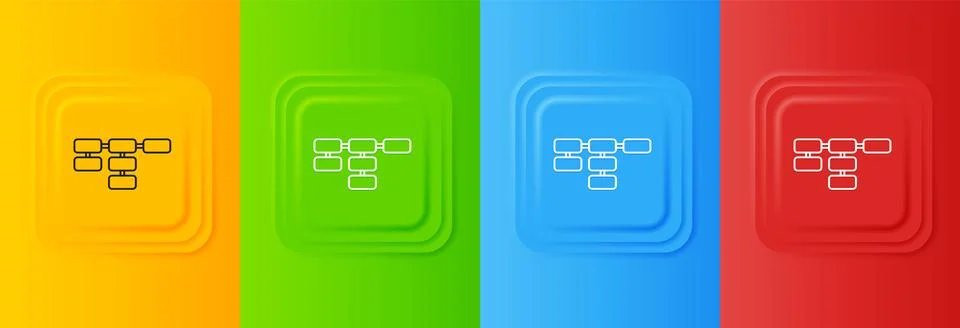 White Site map icon isolated on colorful background. Set icons in square bu.. Illustrazione stock