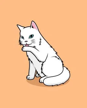 White sitting cat Stock Illustration