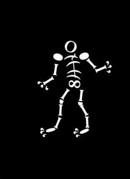 White Skeleton Black Backdrop Stock Illustration