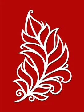 White skeleton of a leaf, a feather.  Stock Illustration