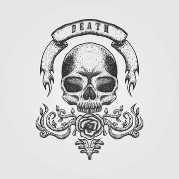 White skeleton skull head design Illustrazione stock