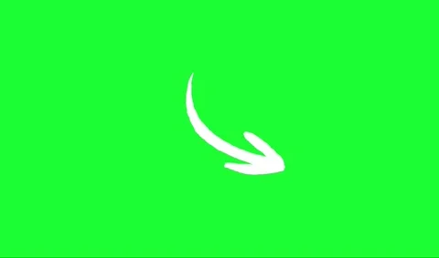 White sketch arrow pointing down and right on green background, animated di.. Stock Footage 314604782