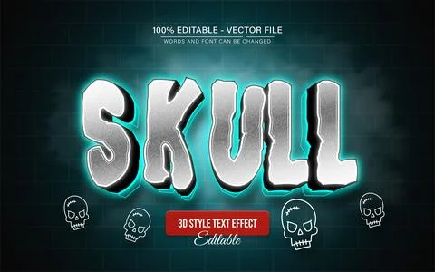 White skull horror glowing text effect editable Stock Illustration
