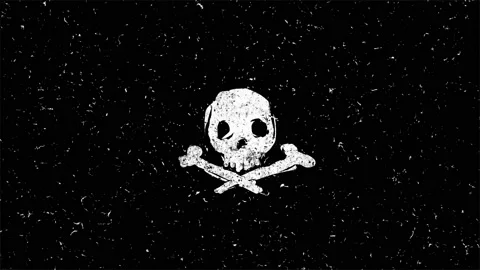 White skull shape on black seamless loop animation Stock Footage 111944307