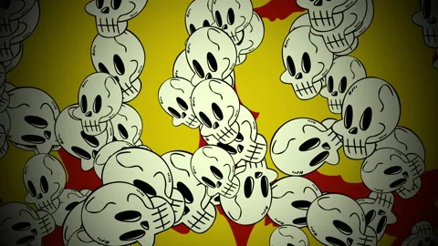 White skulls pattern with red fire Stock Footage 170303802