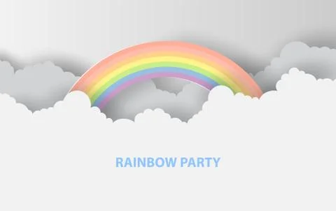 White sky background.Spring and summer season concept.Rainbow festival party Ilustración de archivo