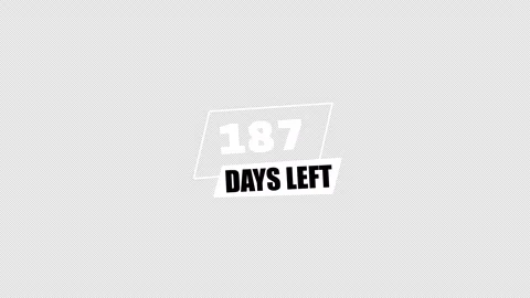 White slanted 365 days left countdown badge appears on black for annual deadline Stock Footage 339256104