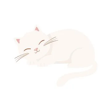 White sleeping cat Stock Illustration
