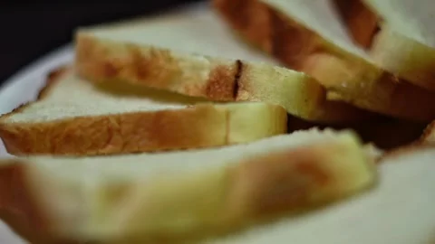 White slice bread close up view. Stock Footage 323967364