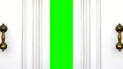 White sliding door opens - close up, metal door handles - animation - loop 스톡 동영상 150448911