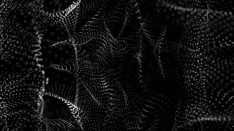 White slowly moving particles on a black background. abstract background. 3D ren Stock Footage 94827675
