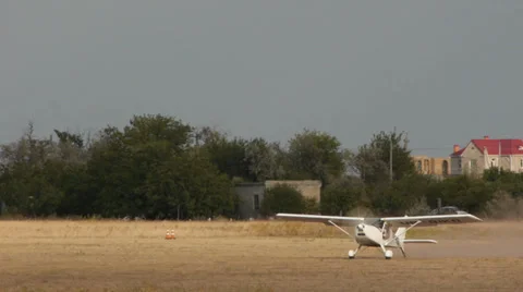 White small aircraft taking off Video stock 38398012