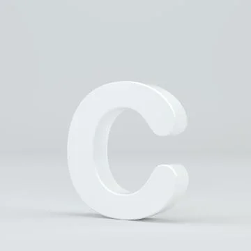 White small letter C on studio light background. 3d rendering Stock Illustration