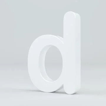 White small letter D on studio light background. 3d rendering Illustrazione stock