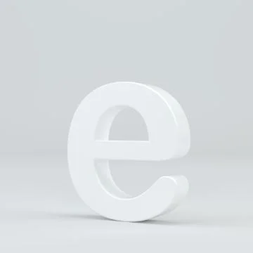 White small letter E on studio light background. 3d rendering Illustrazione stock