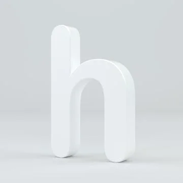 White small letter H on studio light background. 3d rendering Illustrazione stock