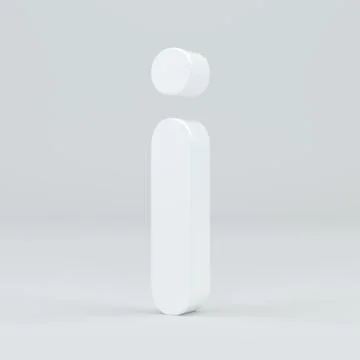White small letter I on studio light background. 3d rendering Illustrazione stock