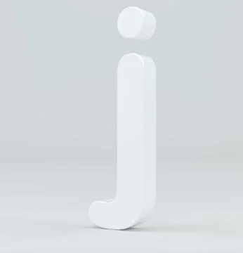 White small letter J on studio light background. 3d rendering Stock Illustration