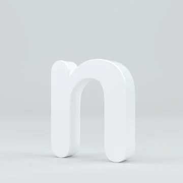 White small letter N on studio light background. 3d rendering Illustrazione stock
