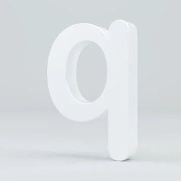 White small letter Q on studio light background. 3d rendering Illustrazione stock